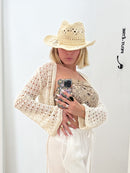 Gilet en crochet JOSIE beige