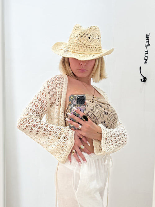 Gilet en crochet JOSIE beige