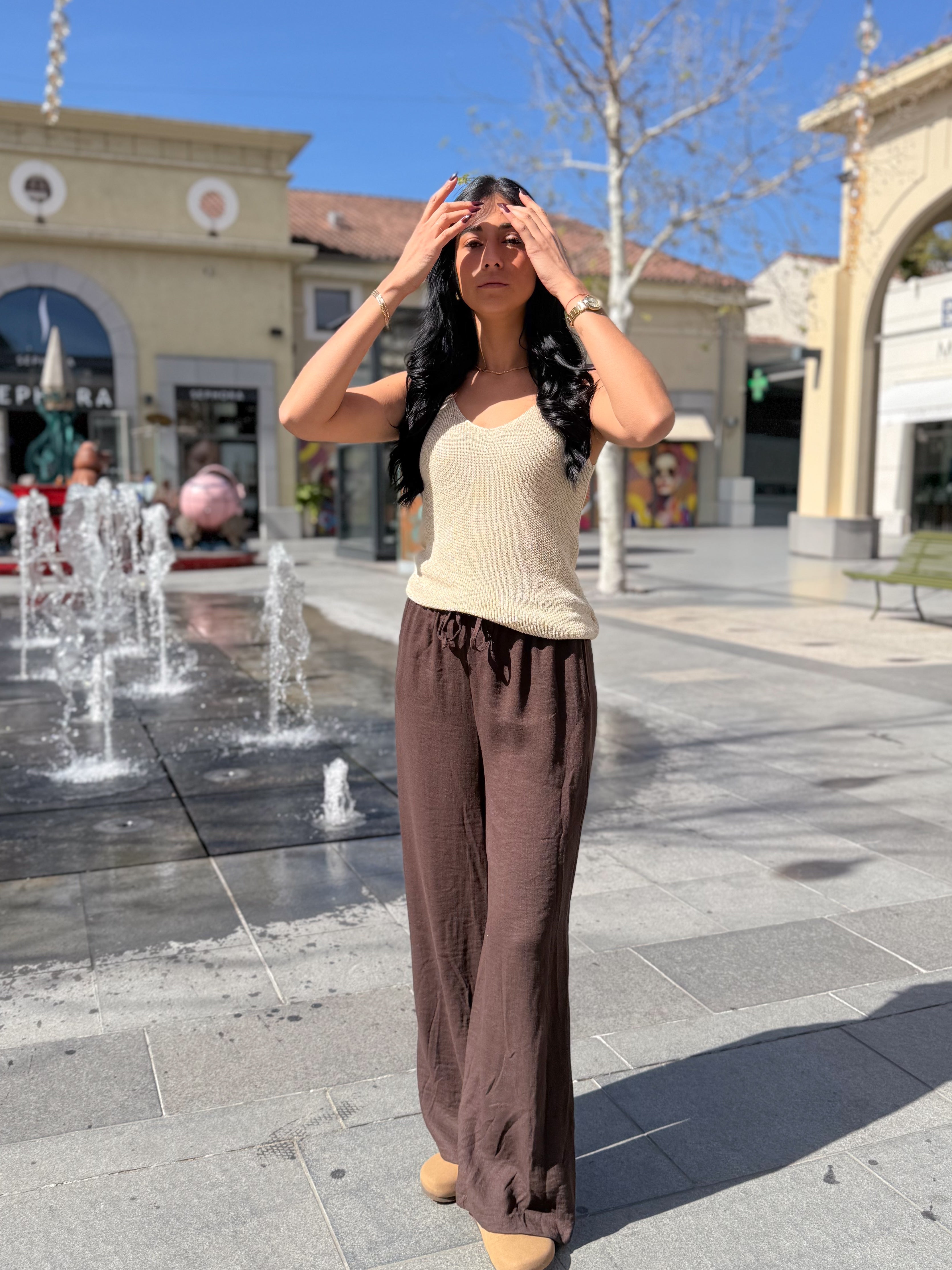 Pantalon ALFIE fluide chocolat