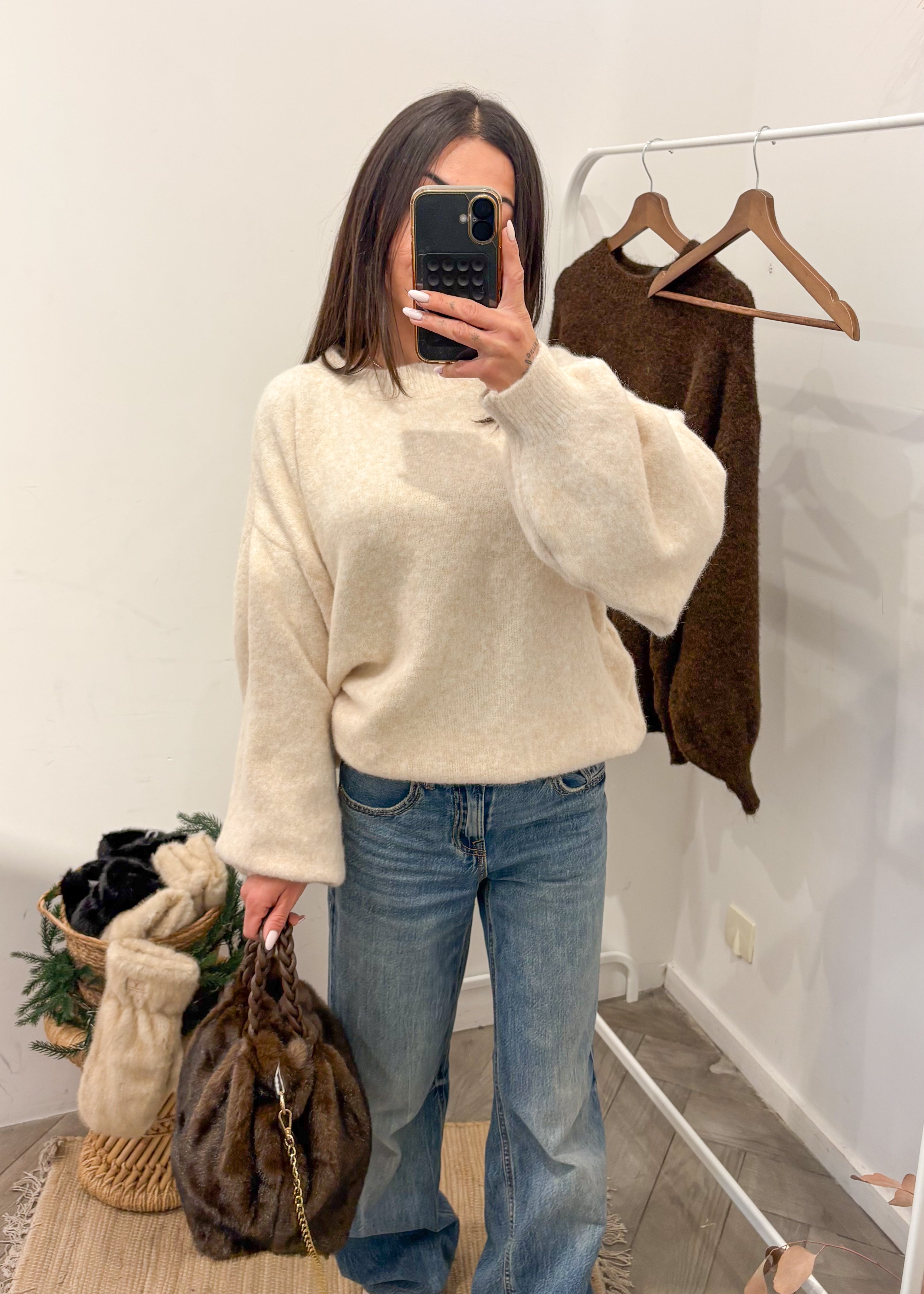 Pull LILOU écru laine et alpaga