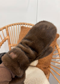 Moufles en fourrure chocolat