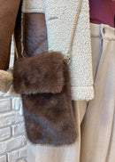 Pochette en fourrure chocolat
