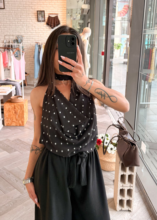 Top polka dot ADELIE noir