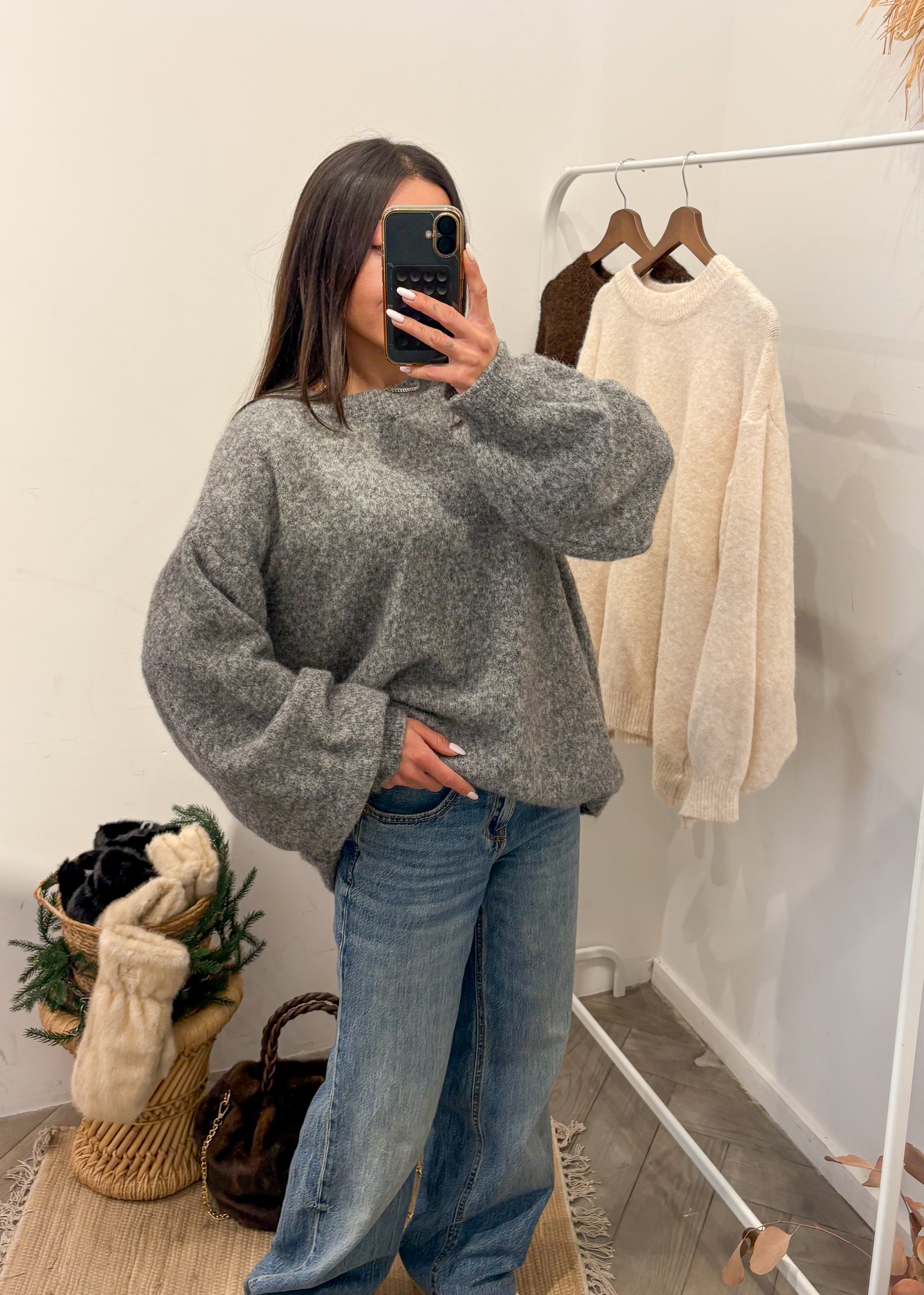 Pull LILOU gris laine et alpaga