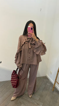 Pantalon PABLO vichy marron bordeaux