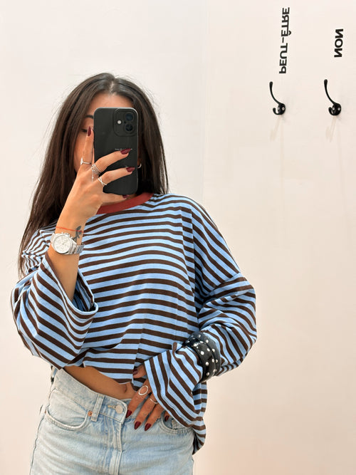 Top en coton LOUISE bleu