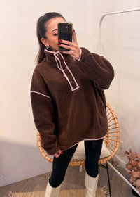 Pull TEDDY marron rose