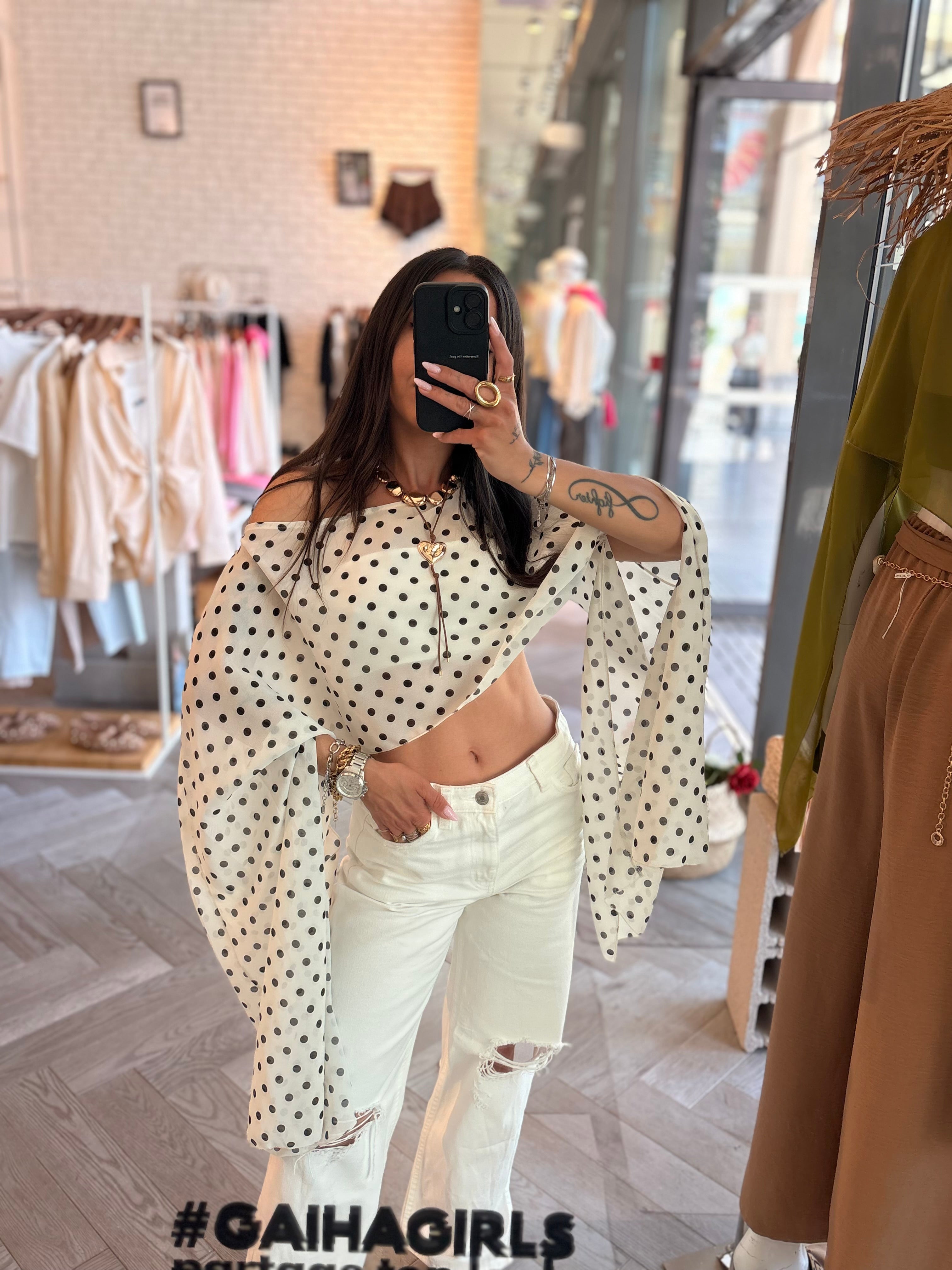 Blouse à pois JINA blanc