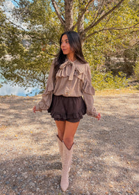 Blouse EMILIA vichy marron clair