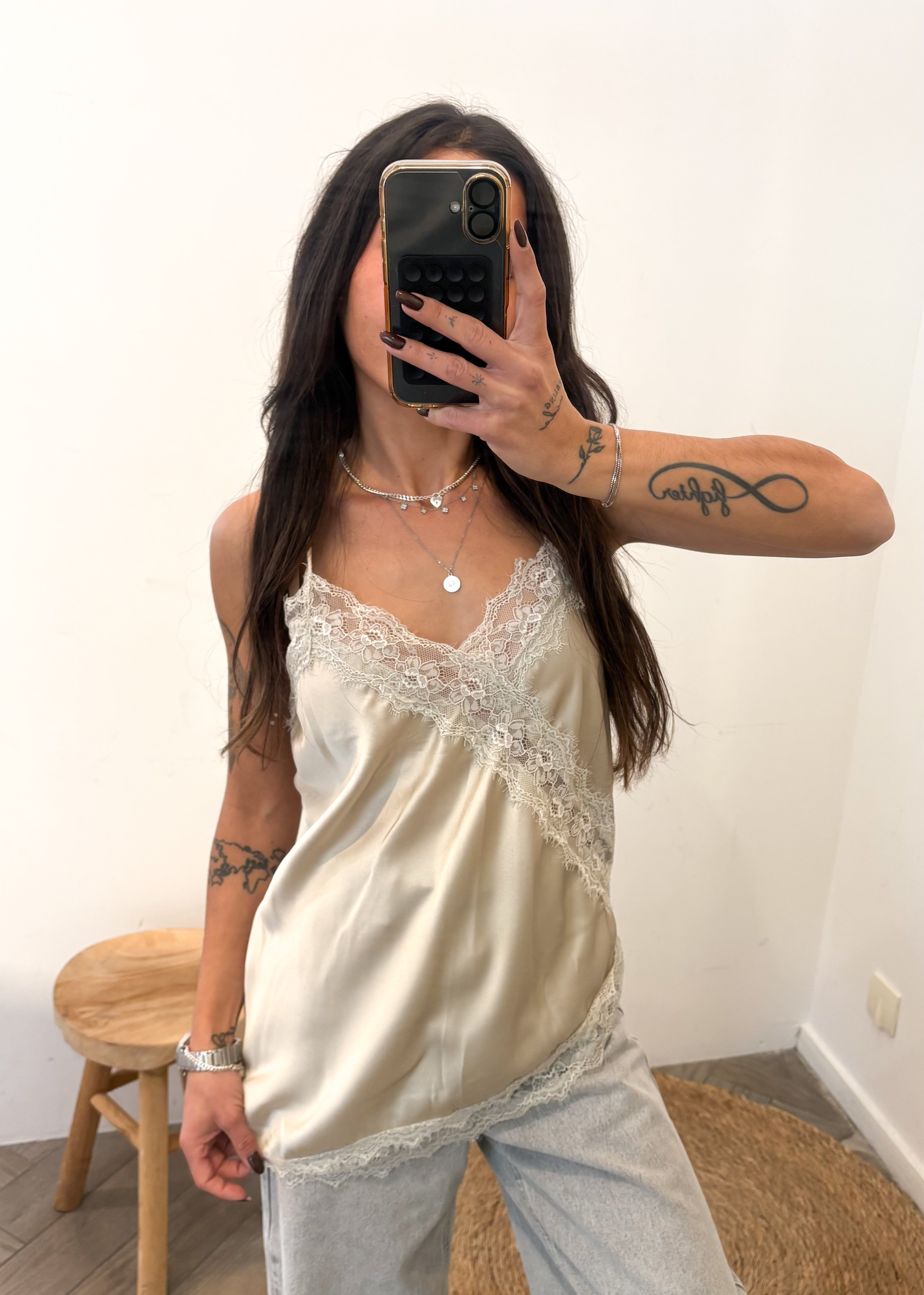 Top satiné LEVI beige