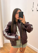 veste OSCAR simili cuir bordeaux