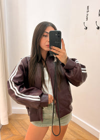 veste OSCAR simili cuir bordeaux