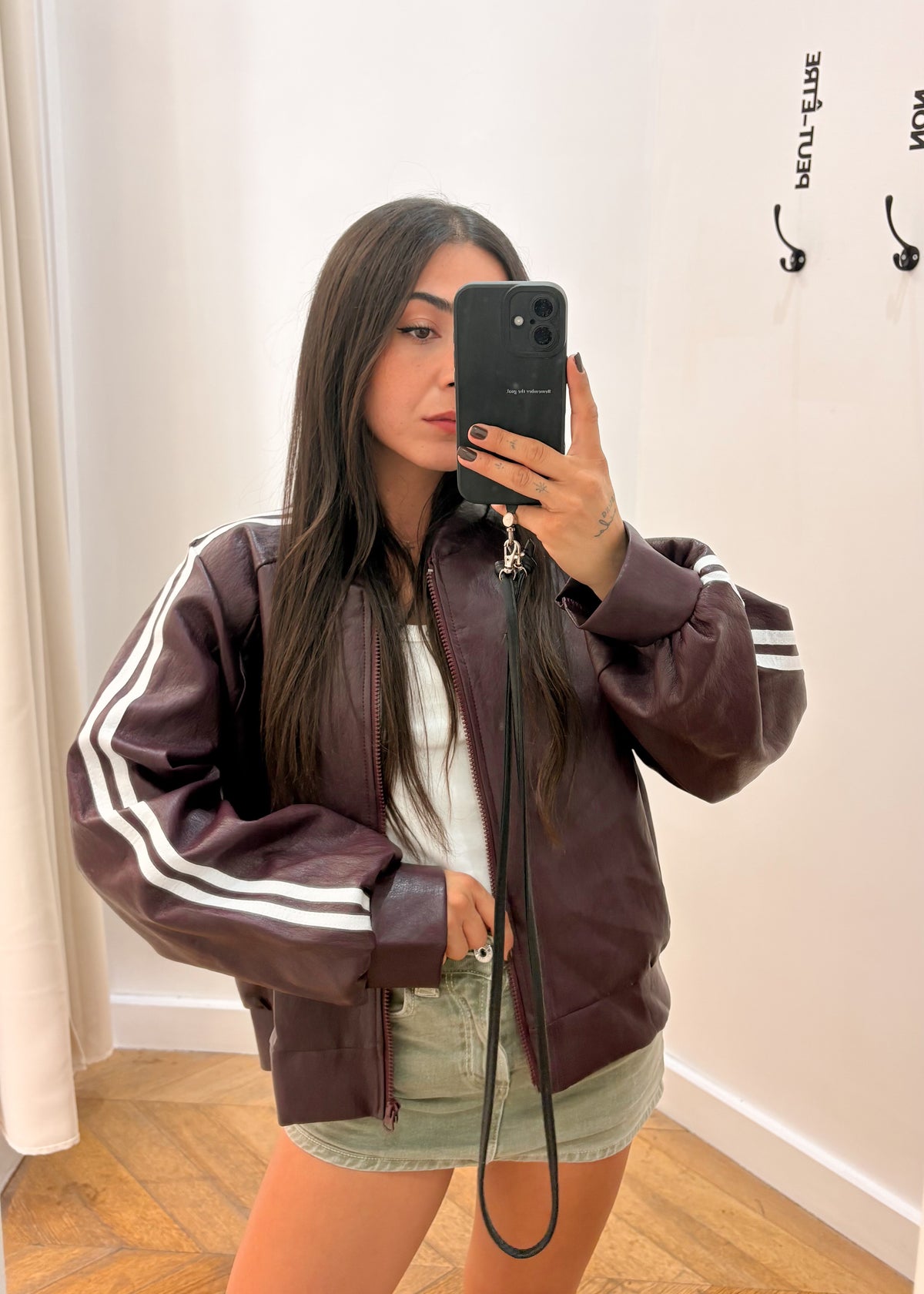 veste OSCAR simili cuir bordeaux