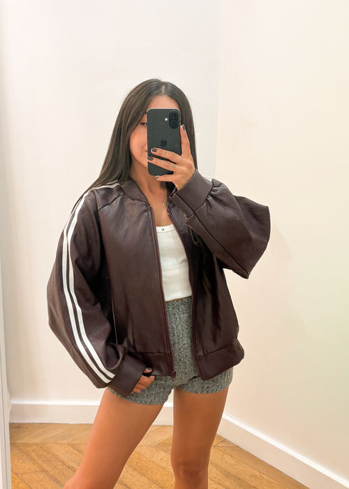 veste OSCAR simili cuir bordeaux