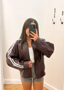 veste OSCAR simili cuir bordeaux