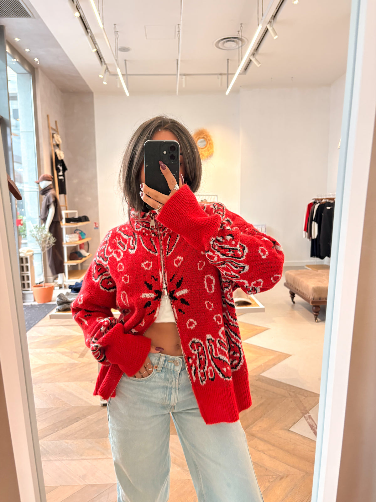 Cardigan LÉNA zippé motif bandana