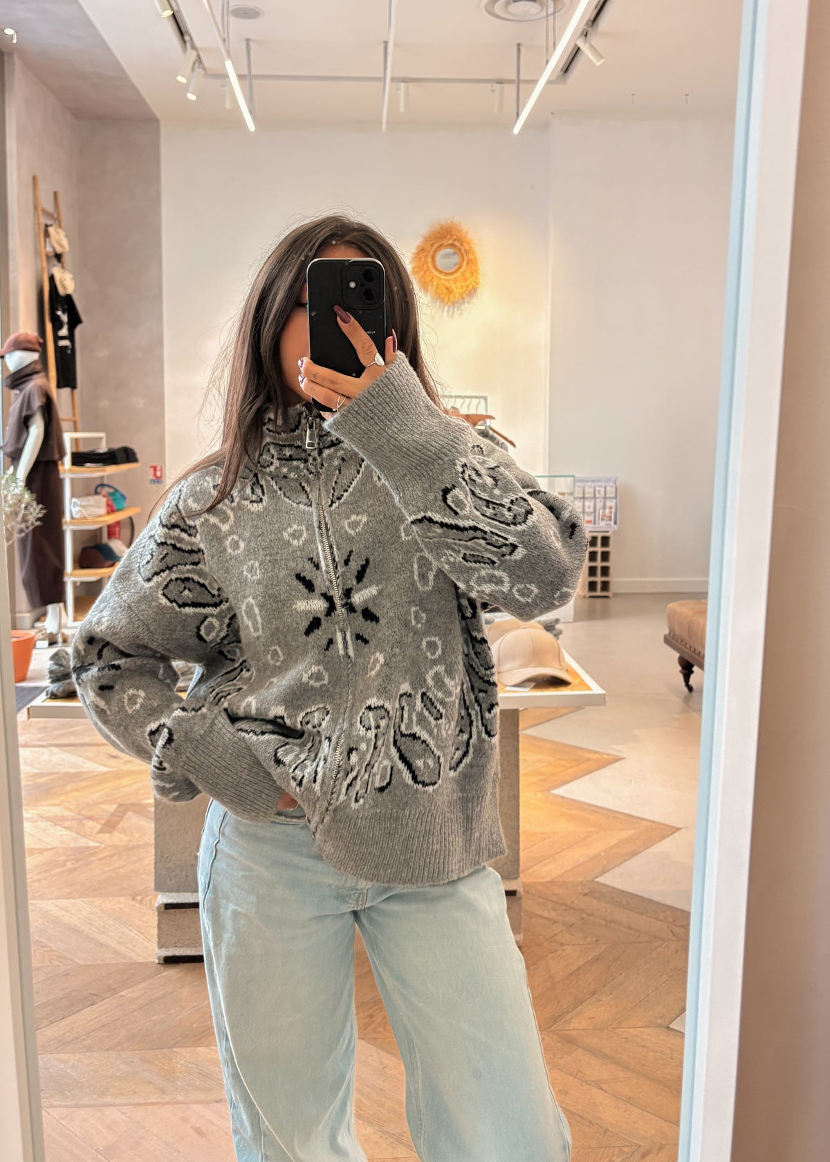 Cardigan LÉNA zippé motif bandana