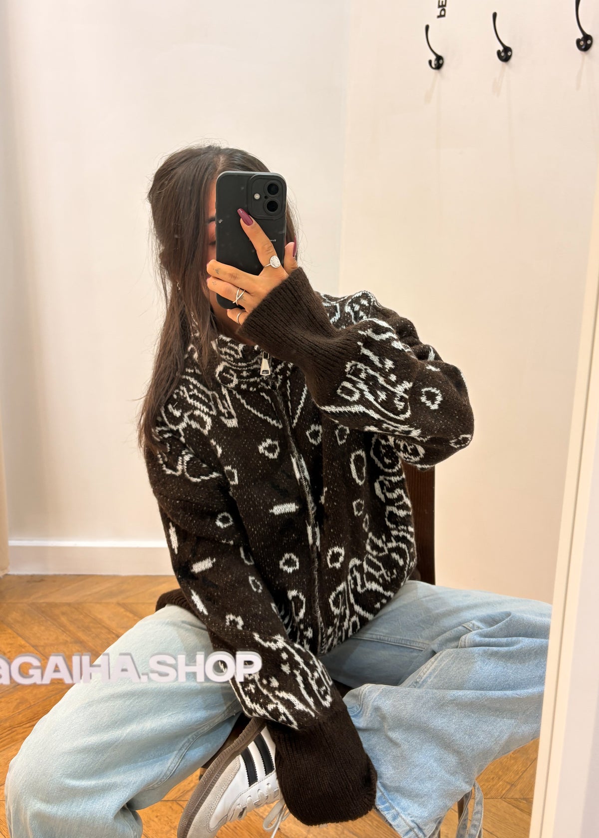 Cardigan LÉNA zippé motif bandana