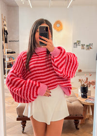 Pull rayé MAUD rouge et rose