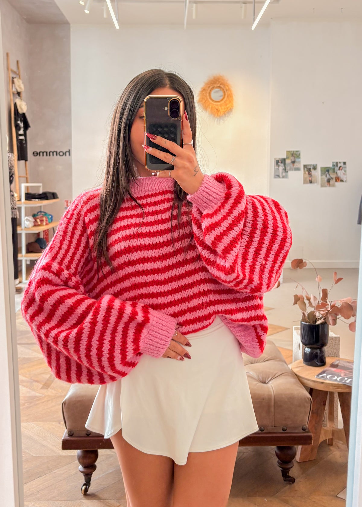Pull rayé MAUD rouge et rose