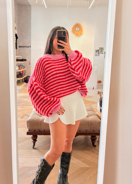 Pull rayé MAUD rouge et rose