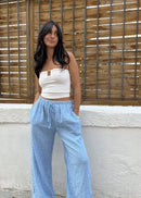  Pantalon Milo bleu en gaze de coton – Vue de face