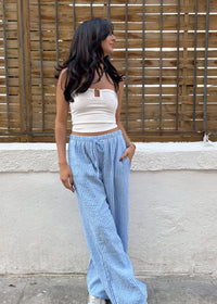  Pantalon Milo bleu en gaze de coton – Vue de face